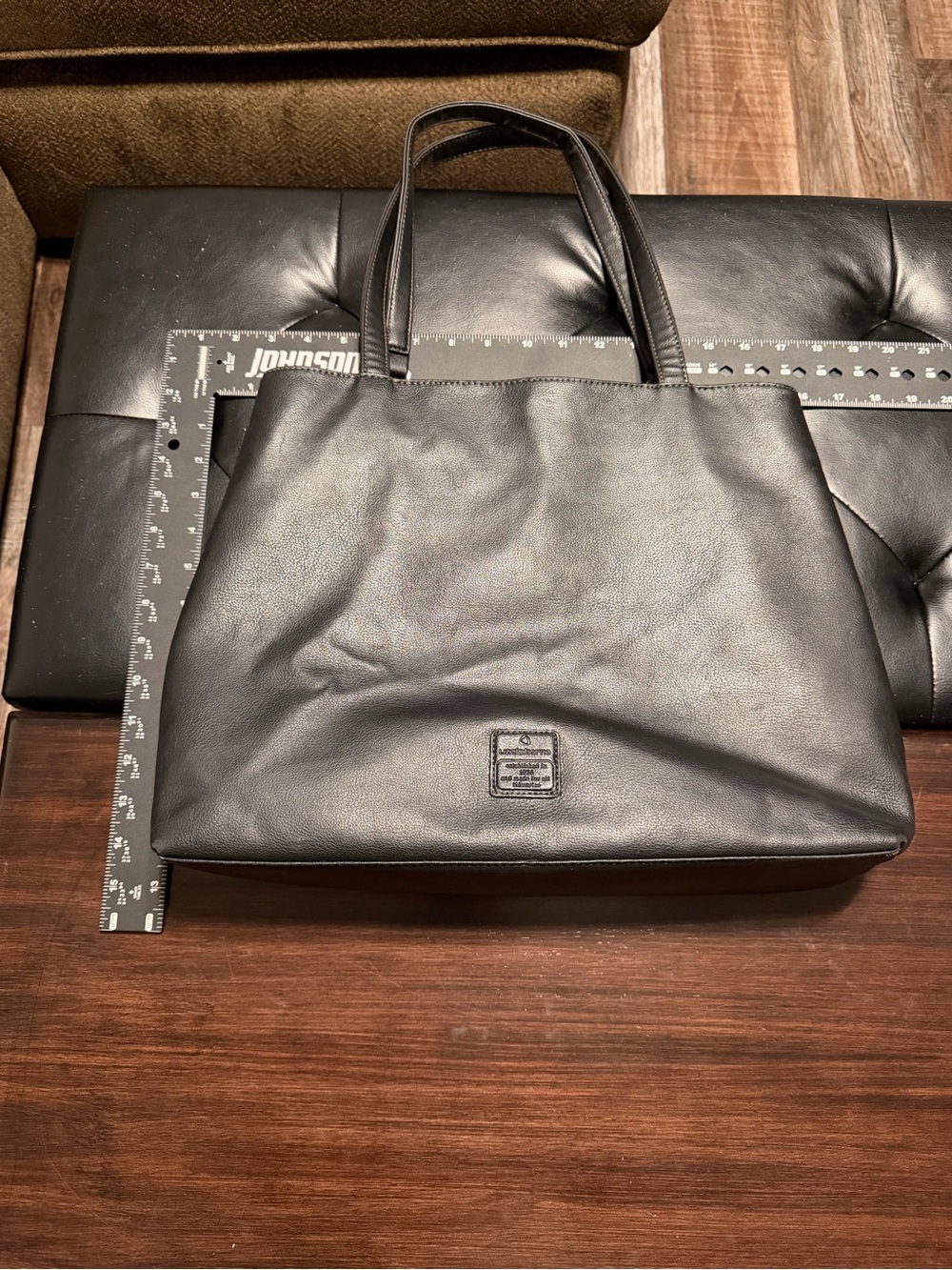Liz Claiborne Black Leather Tote with Top Handles